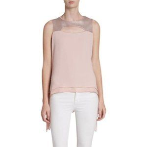 BCBGMAXAZRIA Blush Bianca Sequin Cut Out Tank Pink